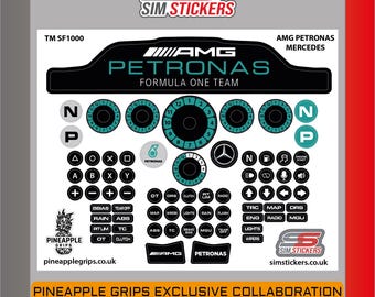 Thrustmaster SF1000 Wheel Stickers for Car Simulator | iRacing Decals | Sim Racing Labels | Pineapple Grips Collaboration - Mercedes