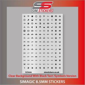 CLEAR / BLACK 8.5mm Round Stickers for Simagic Wheel Buttons / Simulator/Button Box/Controller | Decals | Labels Clear Background