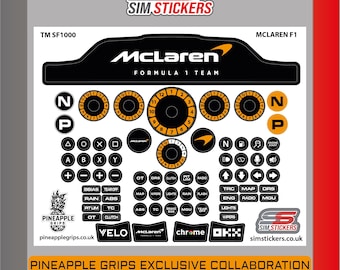 Thrustmaster SF1000 Wheel Stickers for Car Simulator | iRacing Decals | Sim Racing Labels | Pineapple Grips Collaboration - McLaren