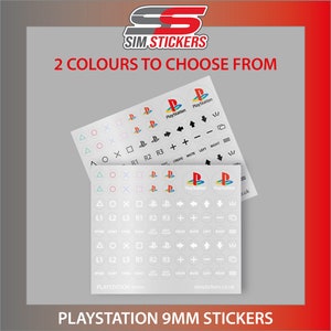 May include: Two sheets of white sticker paper with PlayStation controller button symbols and logos. The stickers are 9mm in size and come in two color options.