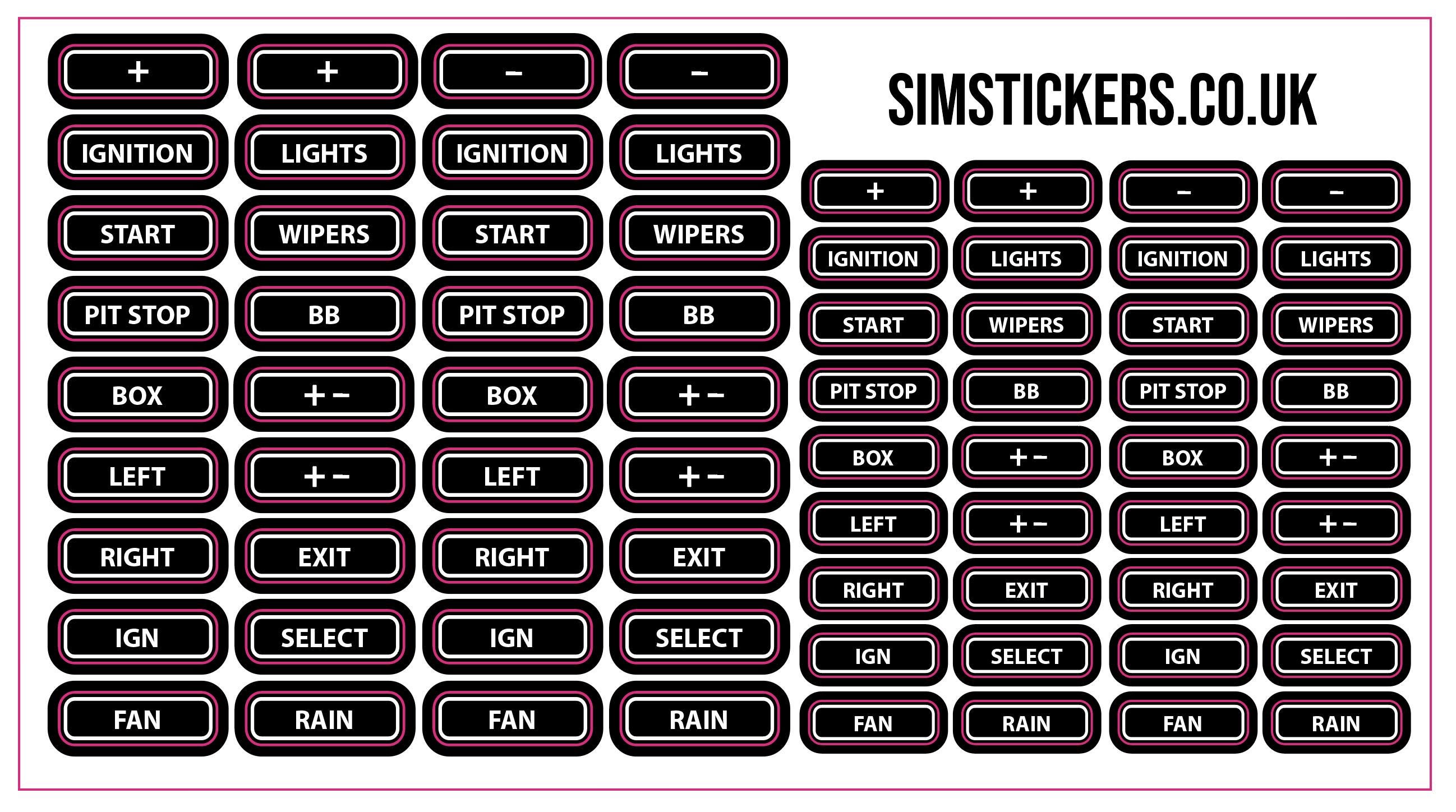 WHITE Stickers For Car Simulator Button Box/Wheel IRacing/AC/PC2 - Foto 2