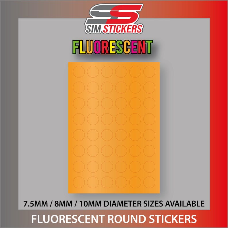 Fluorescent Sticker FLUORESCENT Coloured Stickers for Simulator Wheel/button Box Various ...