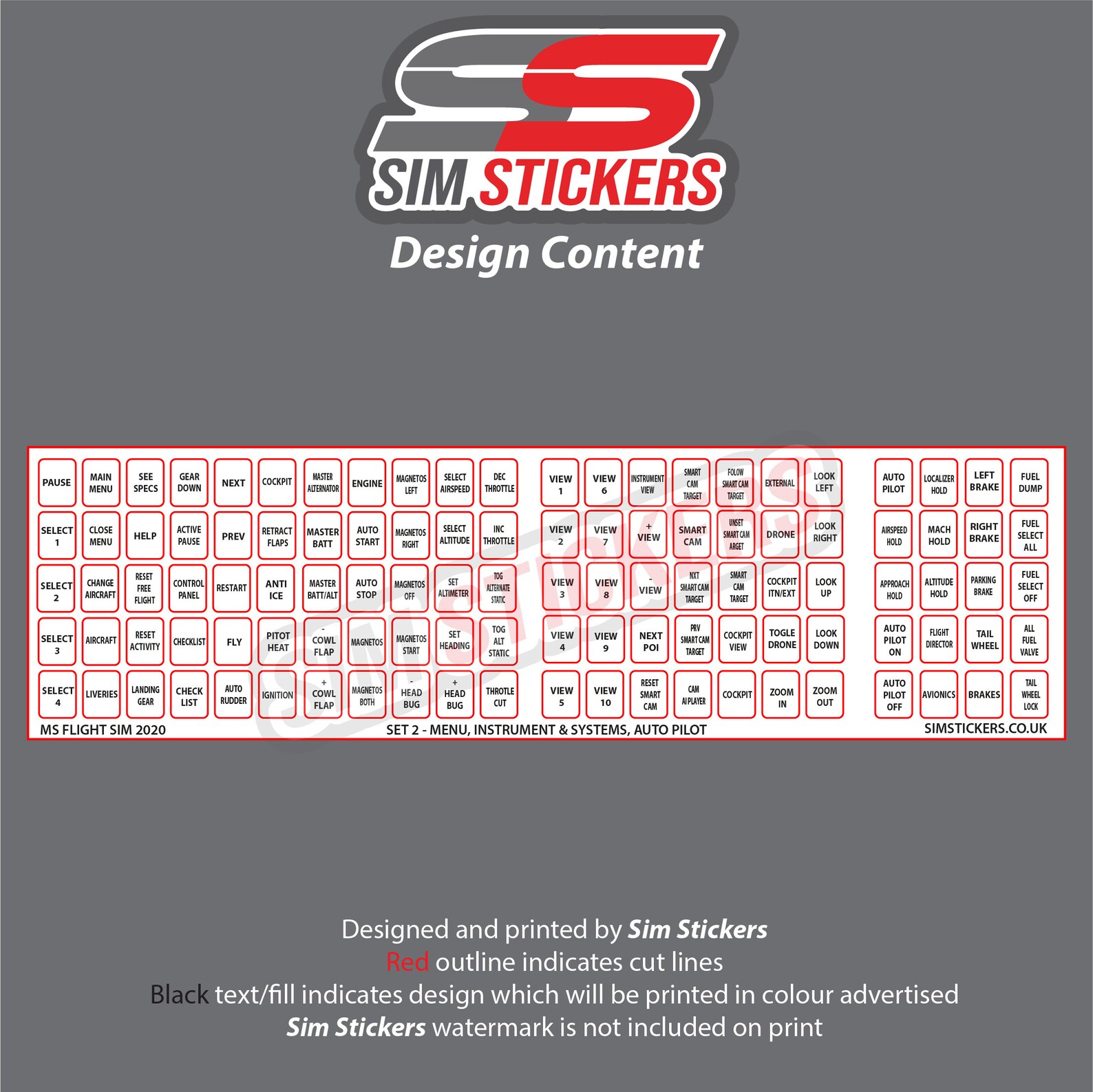 BLACK MSFS Stickers for Flight Simulator Keyboard/button - Etsy