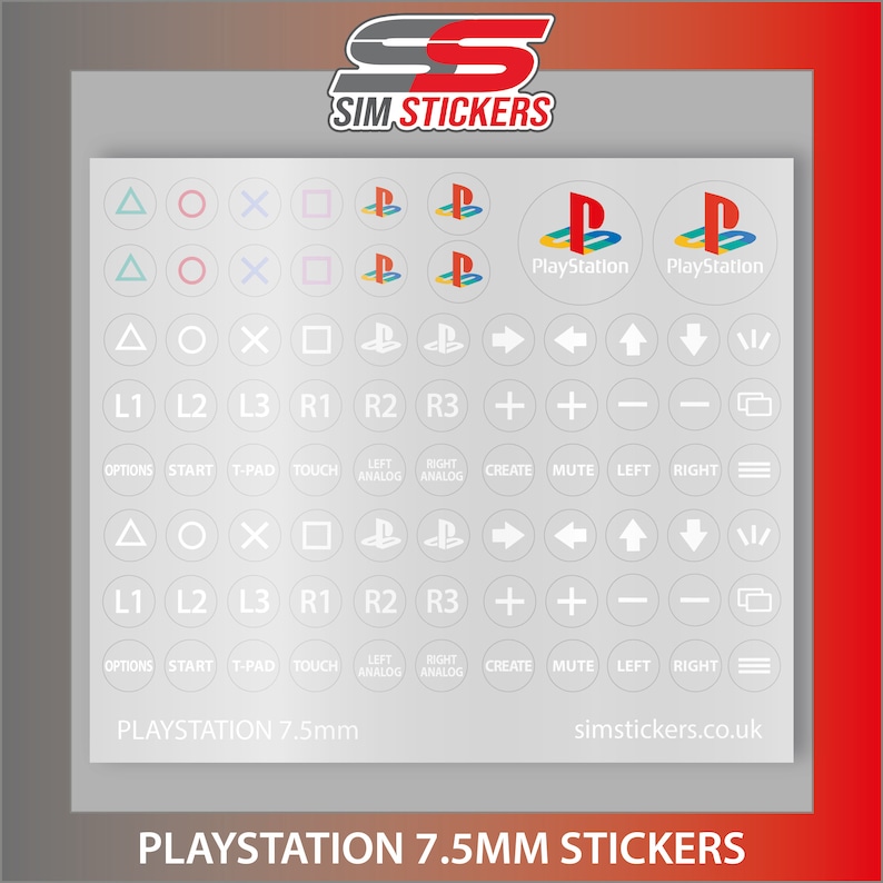 Ps Controller Label CLEAR 7.5mm Round Playstation Stickers for Simulator Wheel/button Box ...