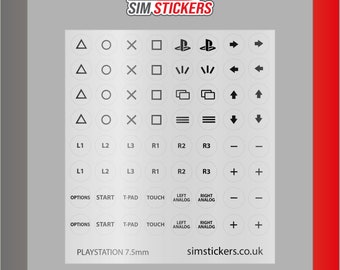 7.5mm Round PlayStation Stickers for Simulator Wheel/Button Box/Controller VARIOUS OPTIONS