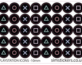 Playstation Icons 10mm with Black Background