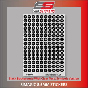CLEAR / BLACK 8.5mm Round Stickers for Simagic Wheel Buttons / Simulator/Button Box/Controller | Decals | Labels Black Background