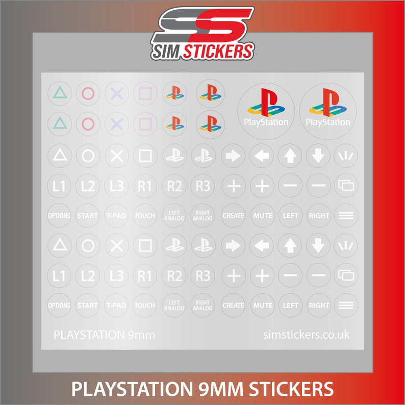 Ps1 Sticker CLEAR 9mm Round Playstation Stickers for Simulator Wheel / Gaming ...