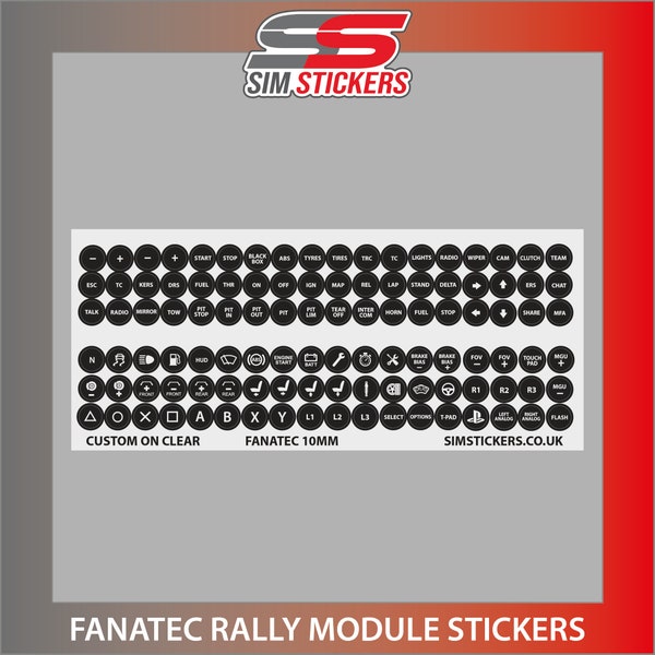 Fanatec Rally Module 10mm Stickers for Various Simulator Wheel/Button Box for Backlit Buttons