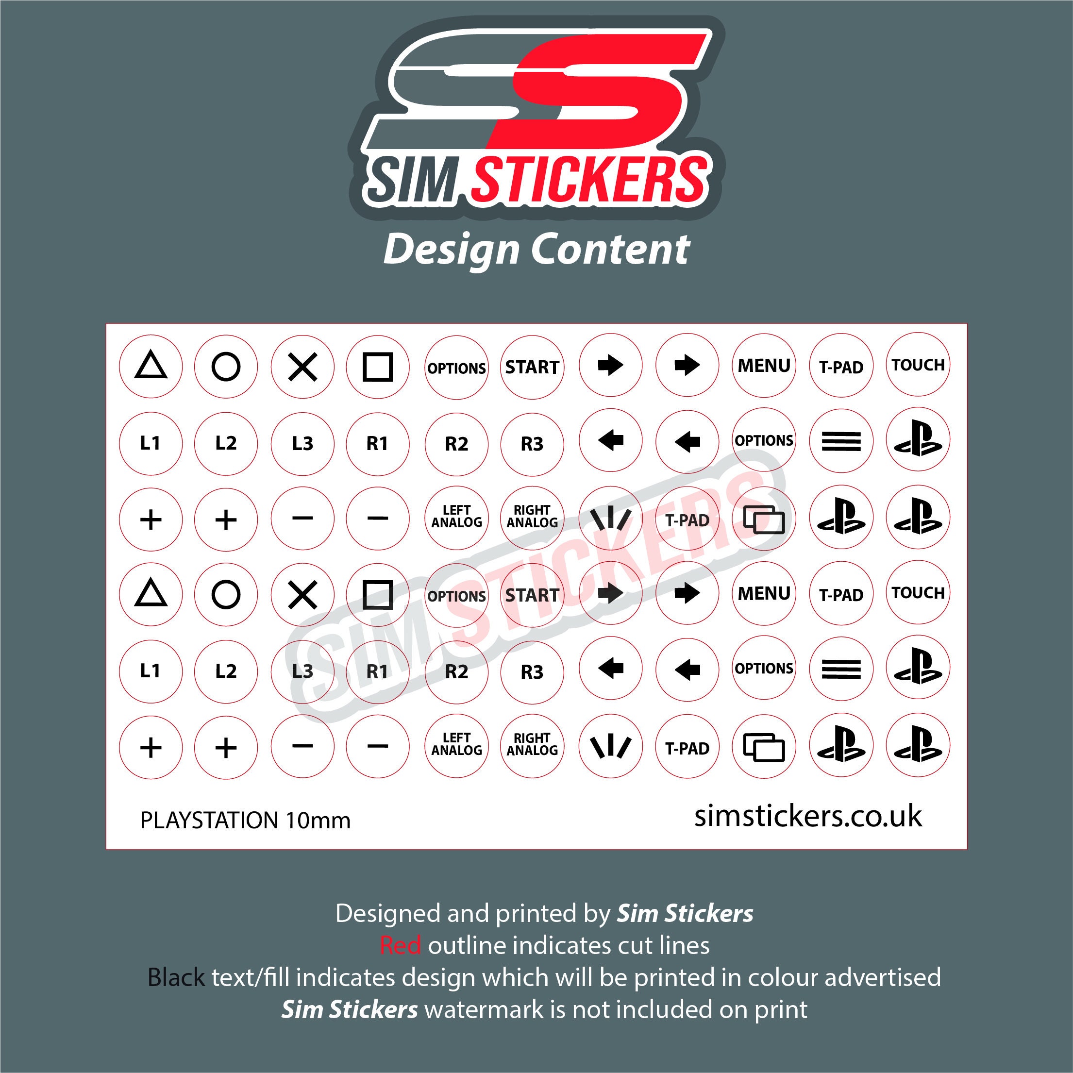 BLACK 10mm Round Playstation Stickers for Simulator Wheel/button Box ...