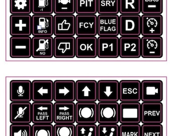 PE MCP Button stickers Black with Clear text and icons