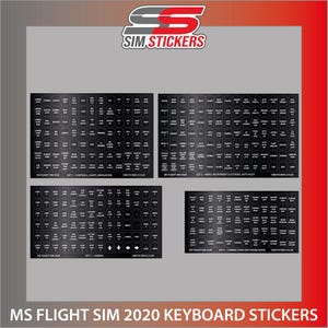 BLACK MSFS Aufkleber für Flight realistisches 4er Set von Tastatur/Buttonkasten/Lenkrad