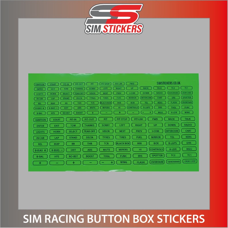 FLUORESCENT Border Stickers Car Sim Racing Button Box/Wheel iRacing/AC/PC2 VARIOUS_COLOURS image 2