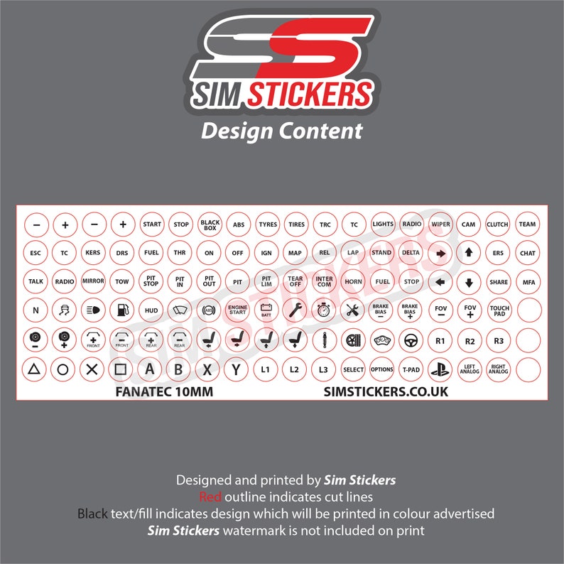 Stickers for Car Sim Racing Buttonbox/wheel Set of 4 Etsy