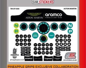 Thrustmaster SF1000 Wheel Stickers for Car Simulator | iRacing Decals | Sim Racing Labels | Pineapple Grips Collaboration - Aston Martin