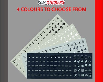KB Stickers for Car Simulator Keyboard/Button Box/Wheel iRacing/Assetto Corsa (AC)/Project Cars 2 (PC2) VARIOUS_COLOURS
