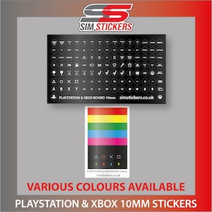 10mm Round PlayStation/Xbox/PC/Nintendo Stickers for Simulator iRacing/AC Various Colour Options