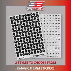 CLEAR / BLACK 8.5mm Round Stickers for Simagic Wheel Buttons / Simulator/Button Box/Controller | Decals | Labels