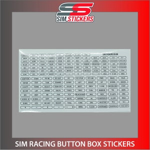 Border Stickers for Car Sim Racing Button Box/Wheel iRacing/AC/PC2 VARIOUS COLOURS White w/ Black Print
