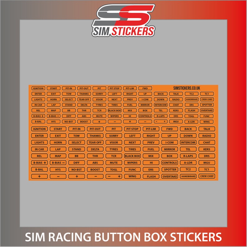 FLUORESCENT Border Stickers Car Sim Racing Button Box/Wheel iRacing/AC/PC2 VARIOUS_COLOURS image 4