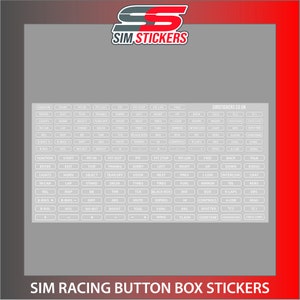 Border Stickers for Car Sim Racing Button Box/Wheel iRacing/AC/PC2 VARIOUS COLOURS Clear w/ White Print