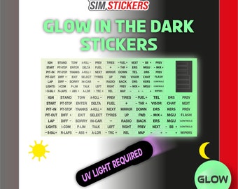GLOW in the Dark Stickers for Car Sim Button Box/Wheel iRacing/AC/PC