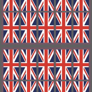 May include: A grid of rectangular images, each displaying the Union Jack flag of the United Kingdom. The flag features a combination of red, white, and blue colors, with a symmetrical design.