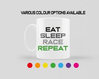 Eat Sleep Race Repeat Mug | Mug for Sim Racers | Car Sim Racing Mug | Gamer Mug | F1 Lover Gift | Driver Present | Sim Driver Gift for Him