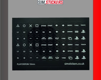 BLACK 10mm Round PlayStation Stickers for Simulator Wheel/Button Box/Controller