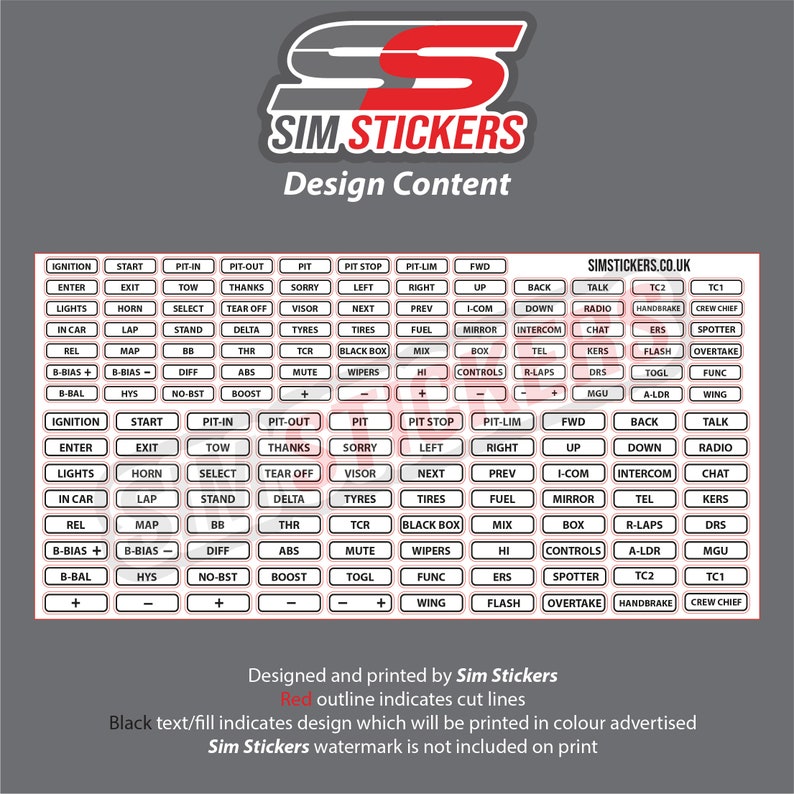 FLUORESCENT Border Stickers Car Sim Racing Button Box/Wheel iRacing/AC/PC2 VARIOUS_COLOURS image 7
