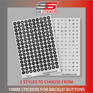 CLEAR / BLACK 10mm Round Stickers for Sim Racing Wheel Buttons / Simulator / Button Box / Controller | Decals | Labels