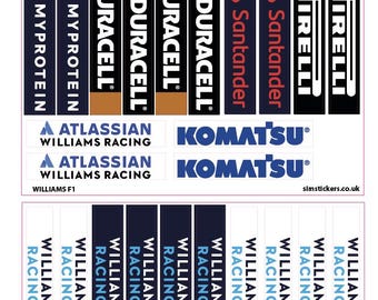 Williams Sticker sheets for Car Simulator