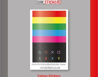 10mm Round PlayStation/Xbox/PC/Nintendo Stickers for Simulator iRacing/AC Various Colour Options