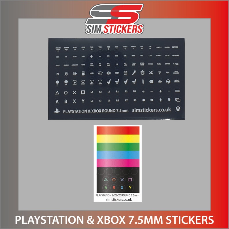 BLACK 7.5mm Round Playstation/xbox/pc Stickers for Simulator Iracing/ac ...
