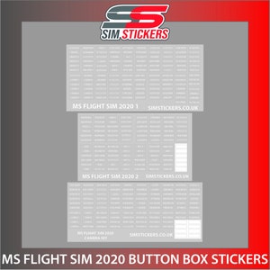 CLEAR/WH MSFS Stickers for Flight Simulator ButtonBox/Wheel/FlightStick Set of 3