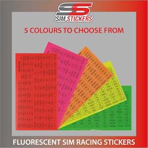 FLUORESCENT Border Stickers Car Sim Racing Button Box/Wheel iRacing/AC/PC2 VARIOUS_COLOURS image 1