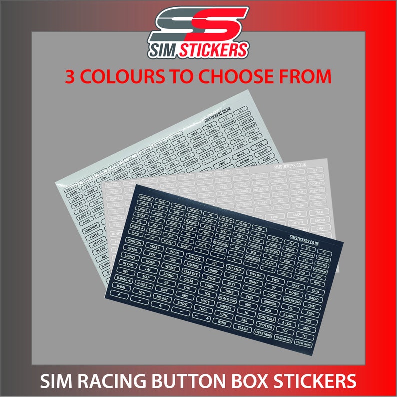 Border Stickers for Car Sim Racing Button Box/Wheel iRacing/AC/PC2 VARIOUS COLOURS image 1