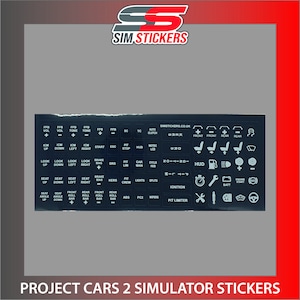 ZWARTE Project Cars 2 (PC2)-stickers voor autosimulatortoetsenbord/knoppenkast/wiel
