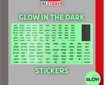 GLOW in the Dark Standard Stickers for Car Sim Button Box/Wheel iRacing/AC/PC