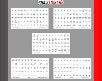 WHITE Star Citizen Stickers for Flight Simulator Keyboard/Button Box/Wheel Set of 5