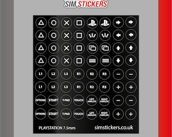 BLACK 7.5mm Round PlayStation Stickers for Simulator Wheel/Button Box/Controller