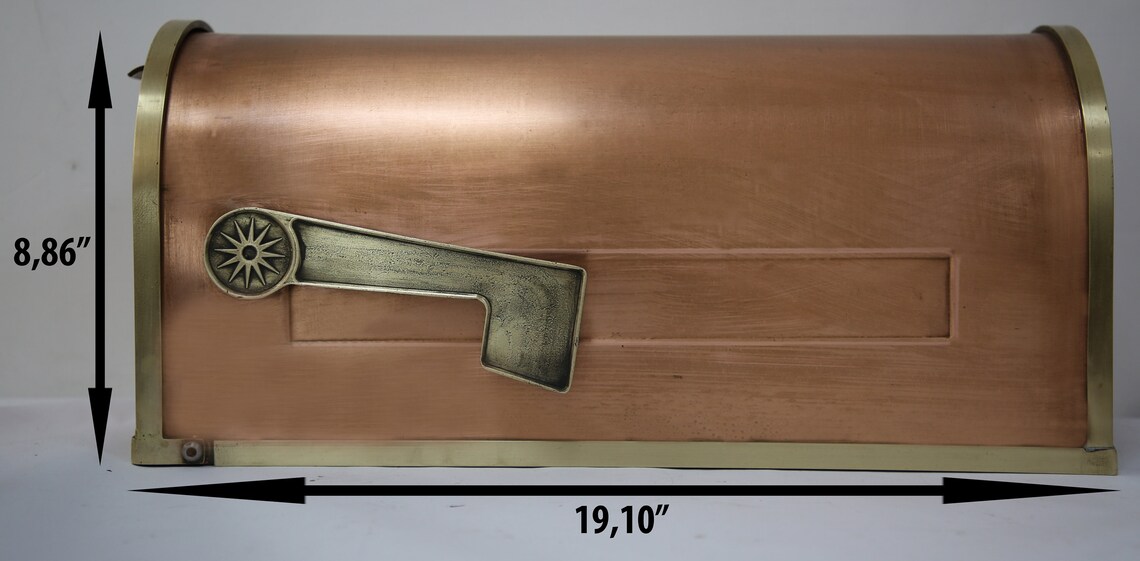 Solid Copper Mailbox with Brass Rods Arround Etsy