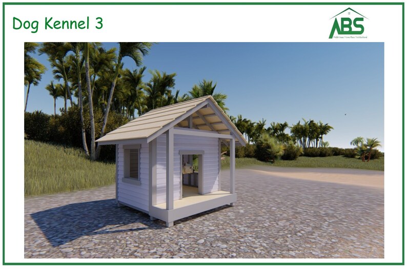 Large Dog Kennel With Porch Plans Pet House Build Plans Dog Etsy