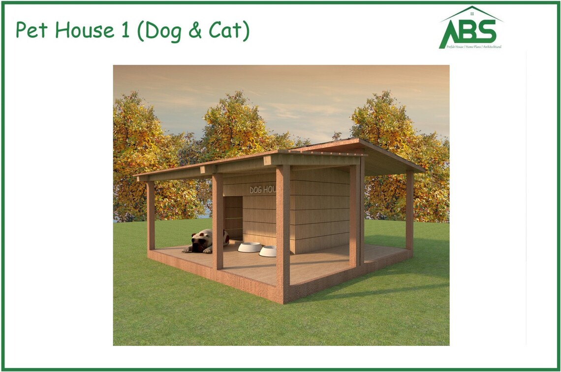 Large Dog Kennel With Porch Plans Pet House Build Plans Dog Etsy