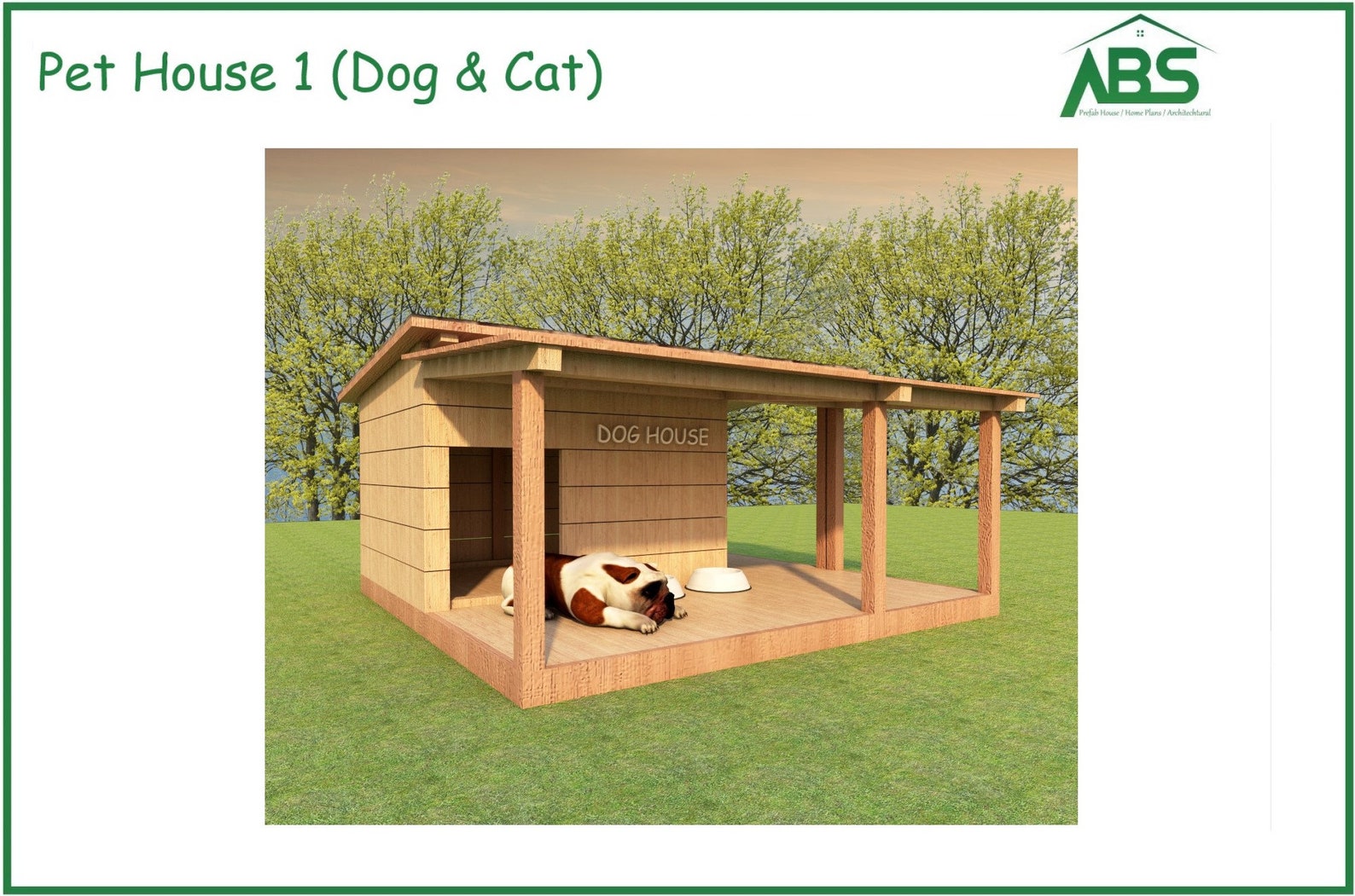Large Dog Kennel With Porch Plans Pet House Build Plans Dog Etsy