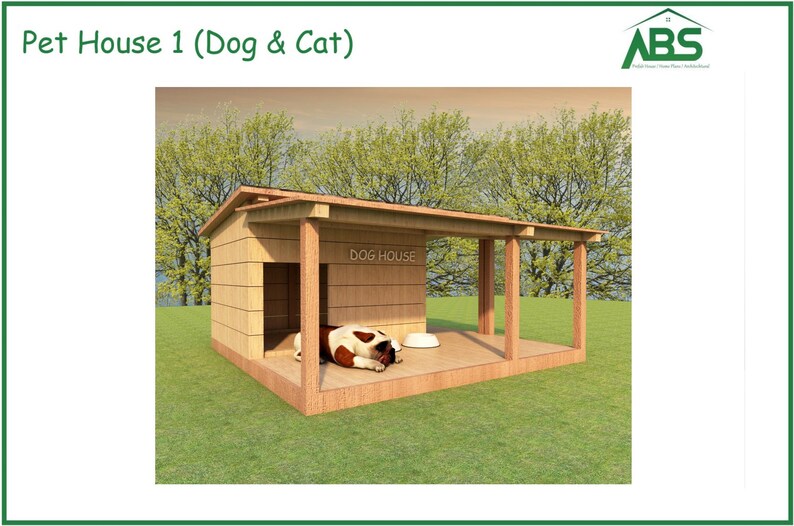 Large Dog Kennel With Porch Plans Pet House Build Plans Dog and Cat