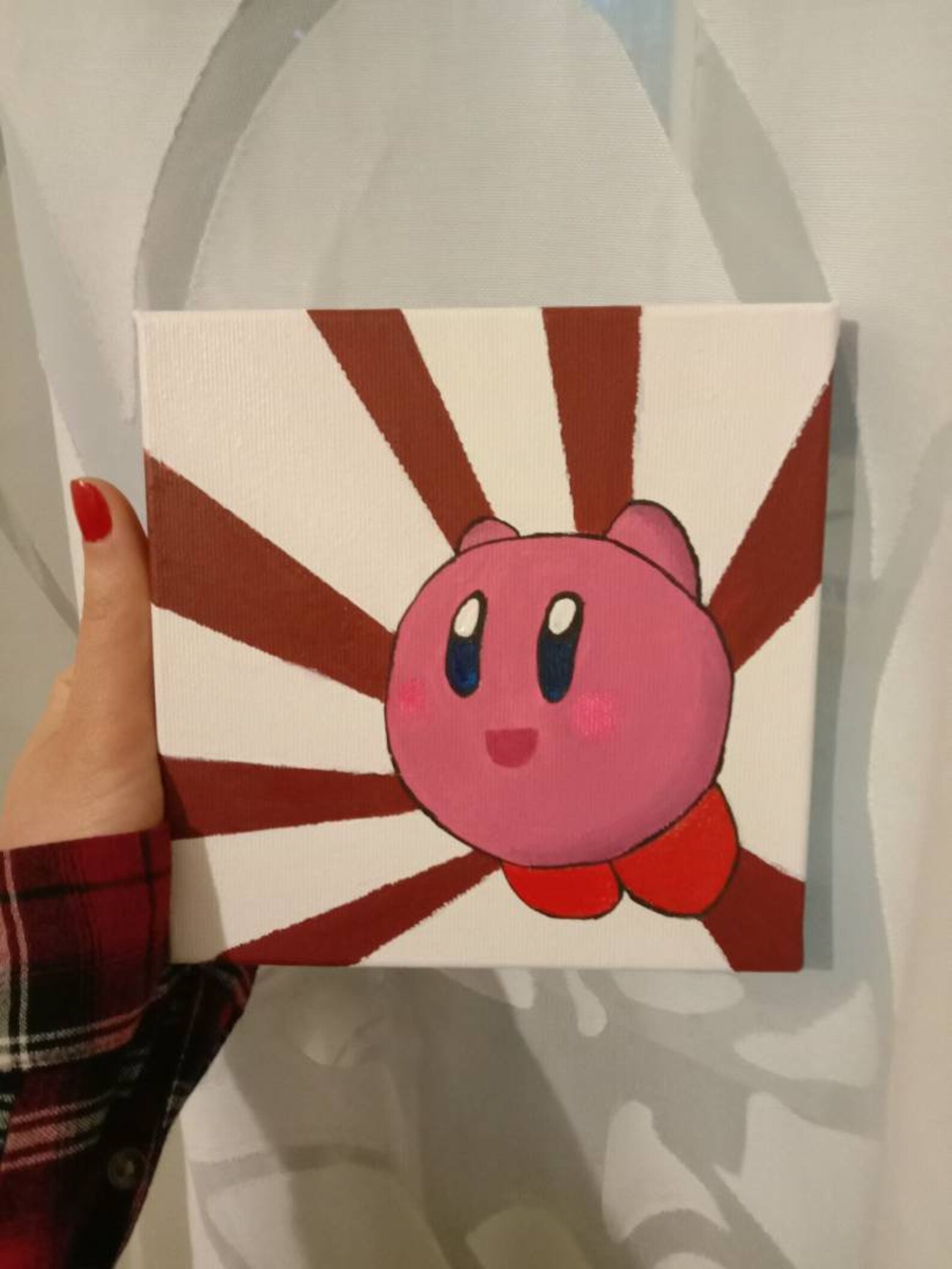 Kirby painting on canvas. Acrylic painting. Game character. Etsy