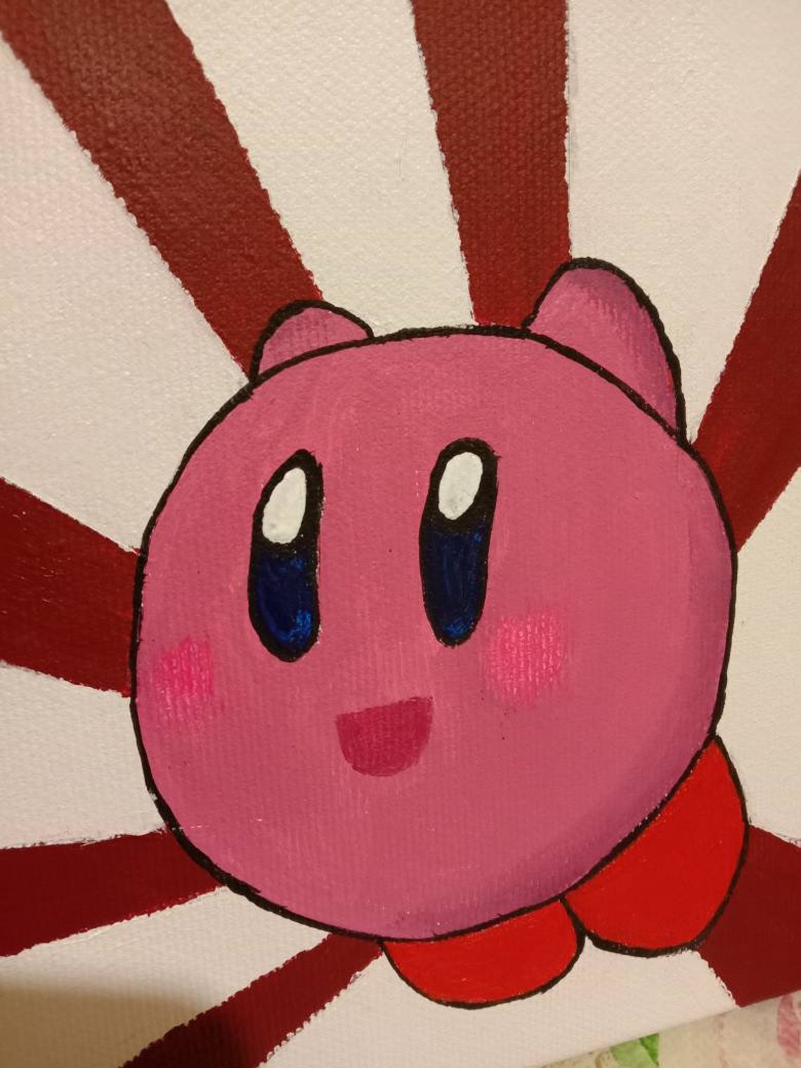 Kirby painting on canvas. Acrylic painting. Game character. Etsy