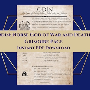 Odin Norse God of War, Death, Wisdom, and Divination Grimoire Page Book of Shadows PDF Download