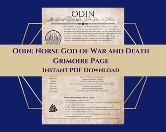 Odin Norse God of War, Death, Wisdom, and Divination Grimoire Page Book of Shadows PDF Download